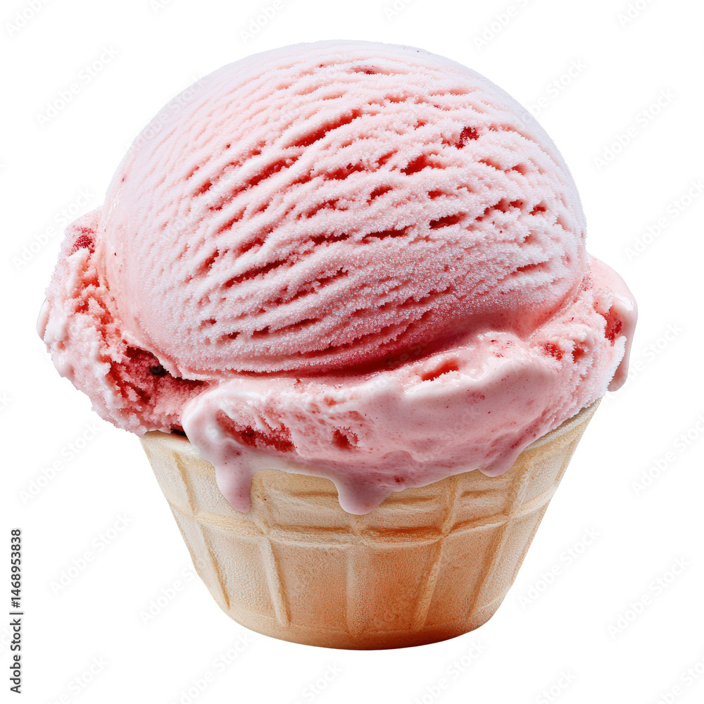 Poster sweet and tempting pink ice cream cone topped with a generous swirl of creamy frosting and sprinkles