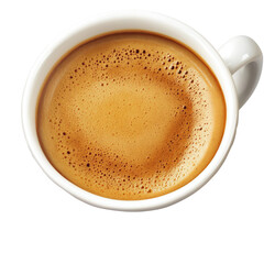 Fototapeta premium A warm cup of coffee placed on a wooden table evoking comfort and inviting moments of relaxation and connection isolated on transparent background..