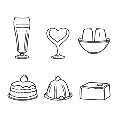 Strawberry jelly dessert in simple line art style