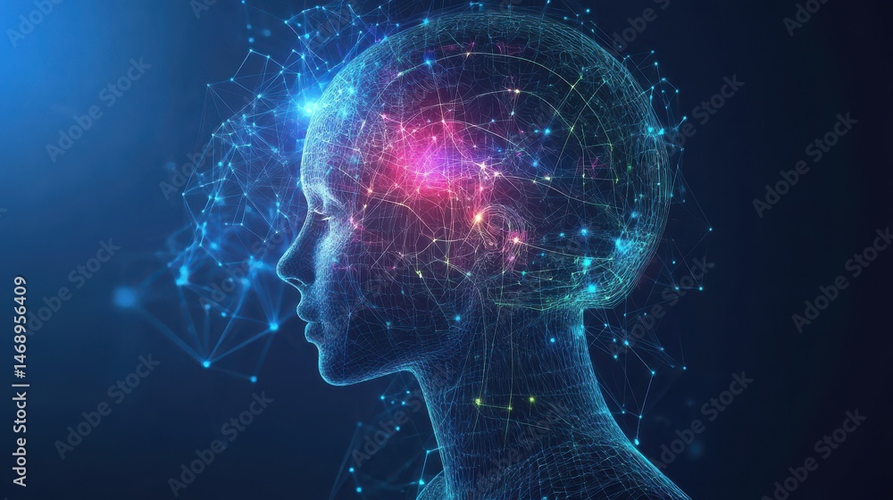 Aufkleber artificial intelligence illustration. abstract technology circles. data transfer concepts in interne