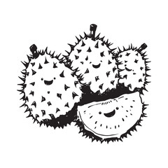 Stylized soursop fruit sketch for minimalist design