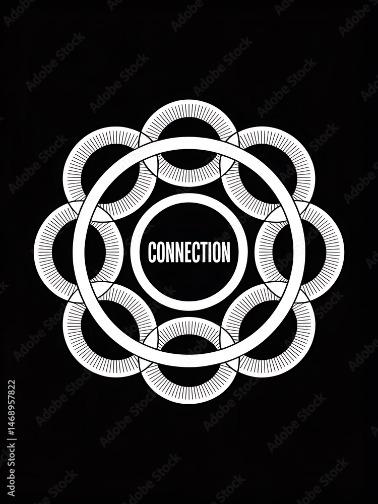 Poster abstract representation of connection through geometric patterns and shapes