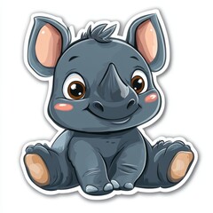 Fototapeta premium Cute cartoon rhinoceros illustration design.