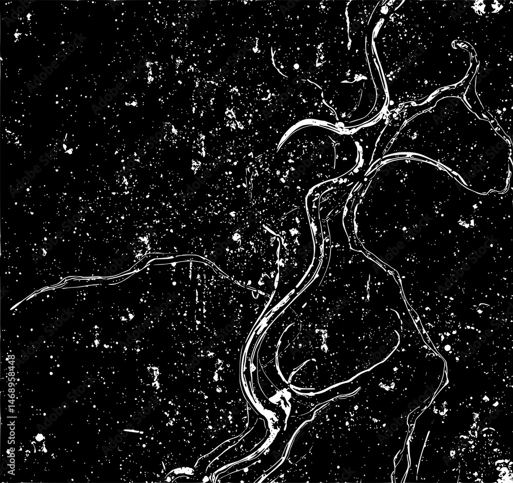 Poster abstract river: a stylized black and white image featuring an abstract representation of a river sna