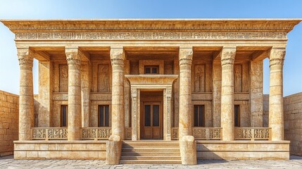 Naklejka premium Ancient Egyptian Temple Architecture: A Majestic Structure