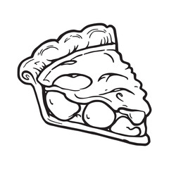 Traditional apple pie slice minimal line illustration