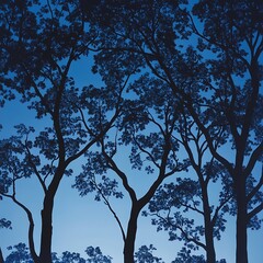 Fototapeta premium Majestic Silhouette of Trees at Dusk Serene Nature