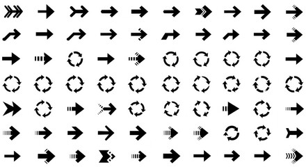 Naklejka premium Versatile arrow collection offering diverse directions and rotation vector set