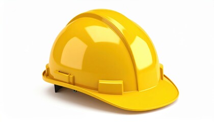 Fototapeta premium A shiny yellow hard hat designed for safety in construction and industrial environments