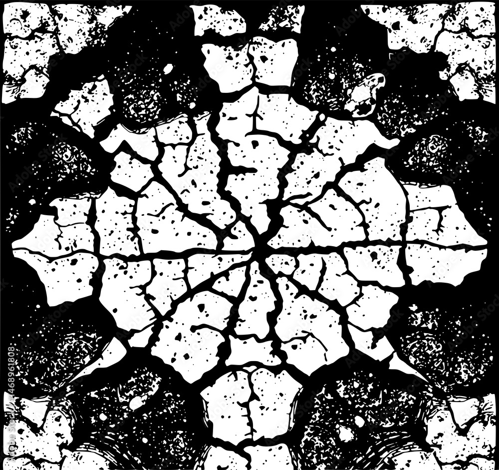 Poster fractured ground abstraction: an abstract image of fractured ground, conveying a sense of cracks and