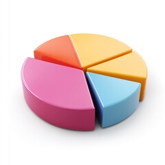 Obraz premium Colorful 3D pie chart data analysis on white