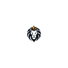  Lion Head Logo with Leaves with white background. 