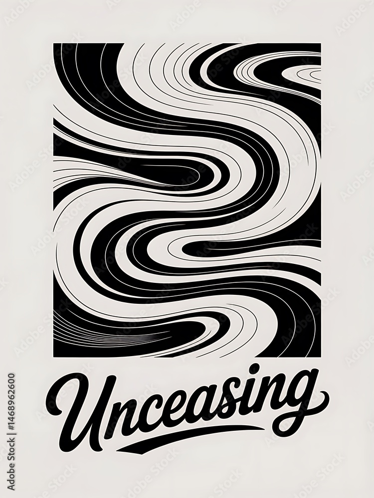 Poster dynamic flow patterns with bold typography showcasing artistic expression