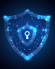 Digital Shield Technology with Network Connections and Lock Icon