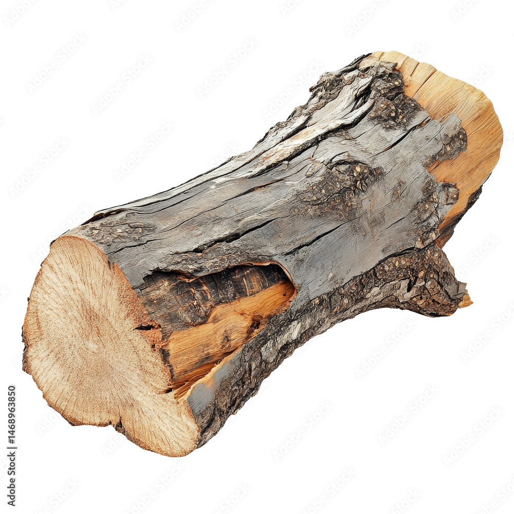 Poster natural log wood isolated on a transparent background showcasing its texture and color variation for