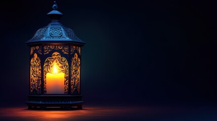Lantern with Burning Candle Inside