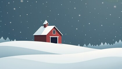 Naklejka premium snowy barn night