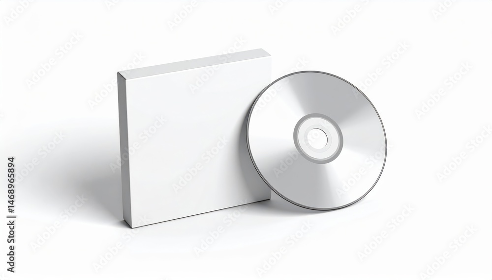 Poster a blank cd and case are displayed on a white background, emphasizing simplicity and potential for cu
