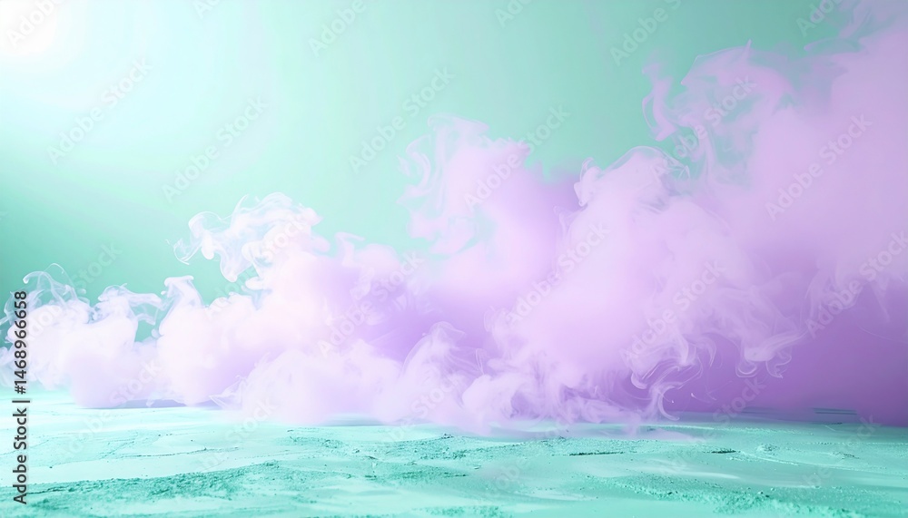 Poster captivating smoke patterns rising above calm waters tranquil setting digital art serene environment 