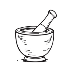 Vintage style pestle and mortar sketch for food themes