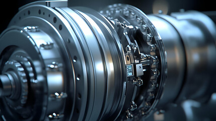 Detailed Close Up of a Complex Metal Engine Part