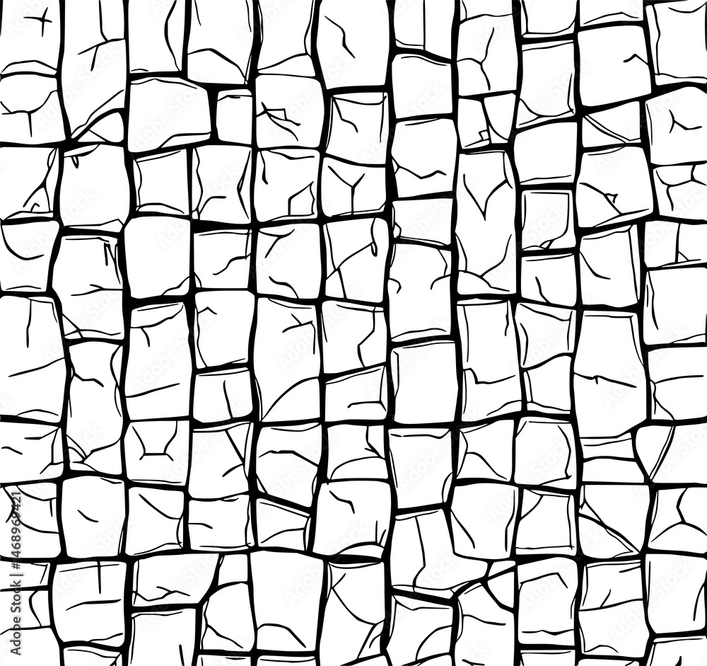 Poster stonework texture: a detailed texture of ancient stonework pattern. the rough-hewn stone blocks show