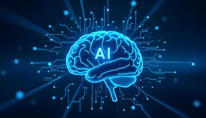AI neural brain circuit concept with digital data network background for artificial intelligence technology

