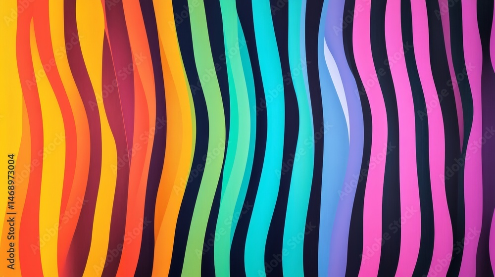 Poster colorful stripe pattern with a rainbow of colors. the stripes are in different colors and are arrang