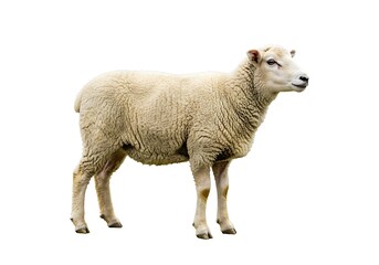 Obraz premium Full body shot of a sheep standing on a white background