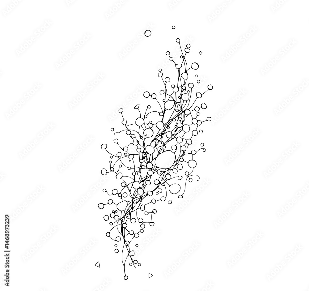 Poster intricate abstract drawing: a minimalist sketch showcases an elegant abstract pattern of interconnec