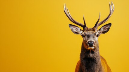A stag's regal portrait against a vibrant backdrop.