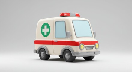 Cartoon ambulance on white background
