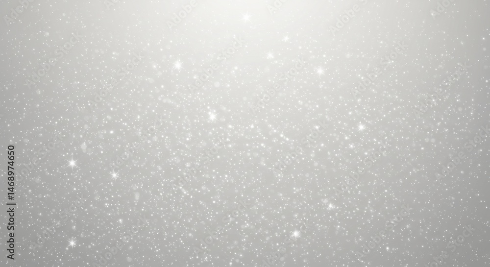 Poster silver glittering bokeh background with soft light and sparkling particles