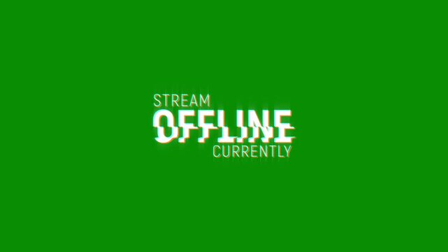 stream offline currently motion text animation with glitch pixel effect and color. 4k HD transparent background screen footage for opening a video project