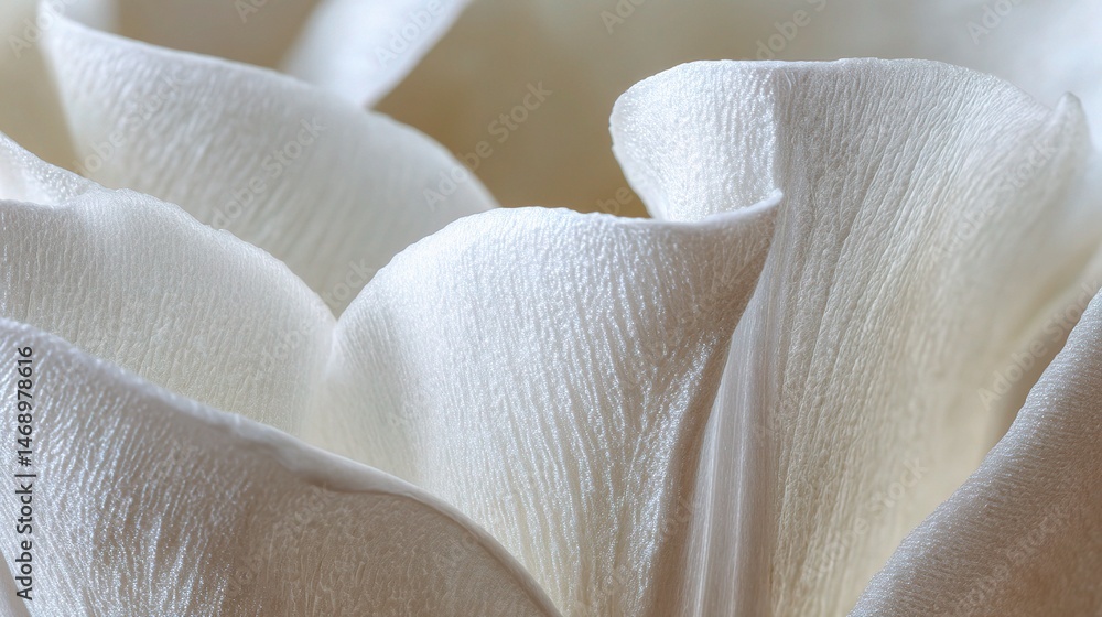 Poster soft white tulip petal close-up with delicate texture and edges