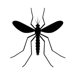 Mosquito Silhouette Top View Vector Illustration – Black Insect Icon for Pest and Disease Awareness