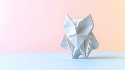 Abstract Origami Owl Figure Against Pastel Background