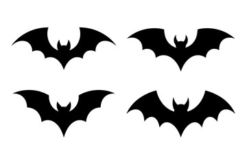 Fototapeta premium Four black bat silhouettes for halloween vector