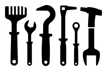 Handyman tools construction repair equipment icon set