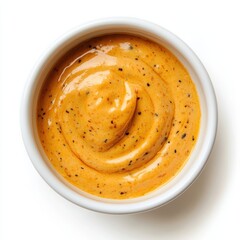 Fototapeta premium Bowl of orange sauce isolated on white background