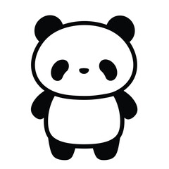 Cute cartoon panda bear standing isolated on a white background.