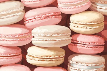 Obraz premium Macaron Dream Seamless pattern of pastelcolored almond cookies.