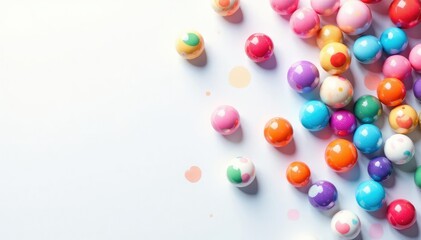 Colorful marbles scattered on a clean white background Perfect for games, crafts, or abstract backgrounds , decorative, simple, isolated