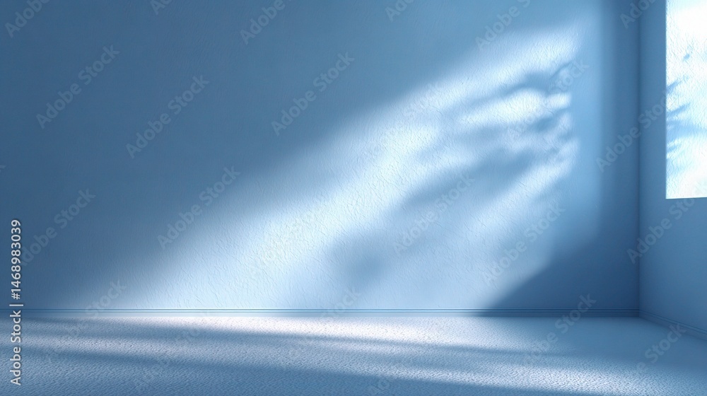 Poster soft blue gradient background with delicate shadows in space