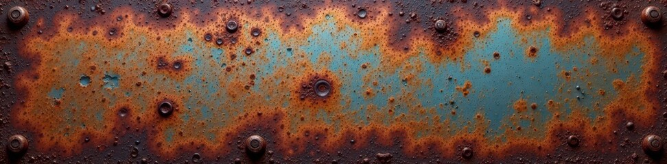 Weathered metal plate, rusted surface, deep texture, pattern, decay, old