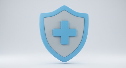 Obraz premium Medical shield with cross symbol isolated on white background