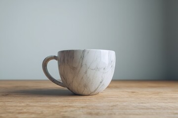 Simple, elegant ceramic mug with a marbled design.
