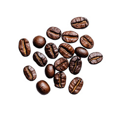 Fototapeta premium A closeup view of freshly roasted coffee beans arranged on a transparent marble surface for an aromatic coffee experience, Group of coffee beans