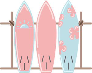 Vector hand drawn surfboards isolated.