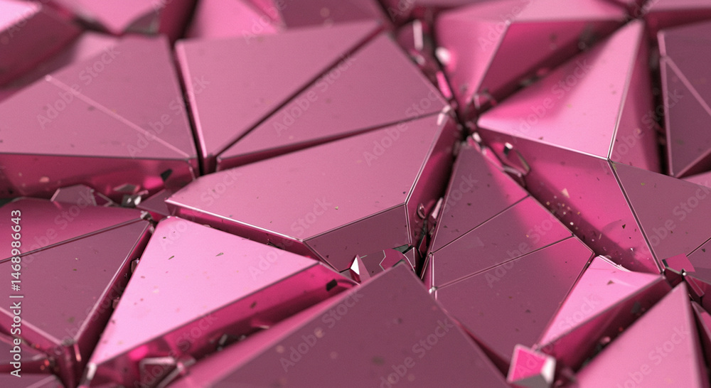 Poster geometric pink metallic triangular tiles abstract background texture